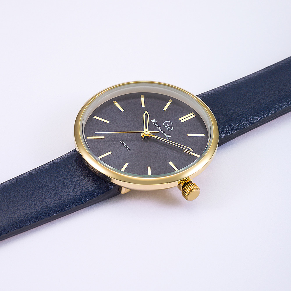 Montre Femme Boîtier Doré Bracelet Synthétique Bleu - 699518 – Image 2