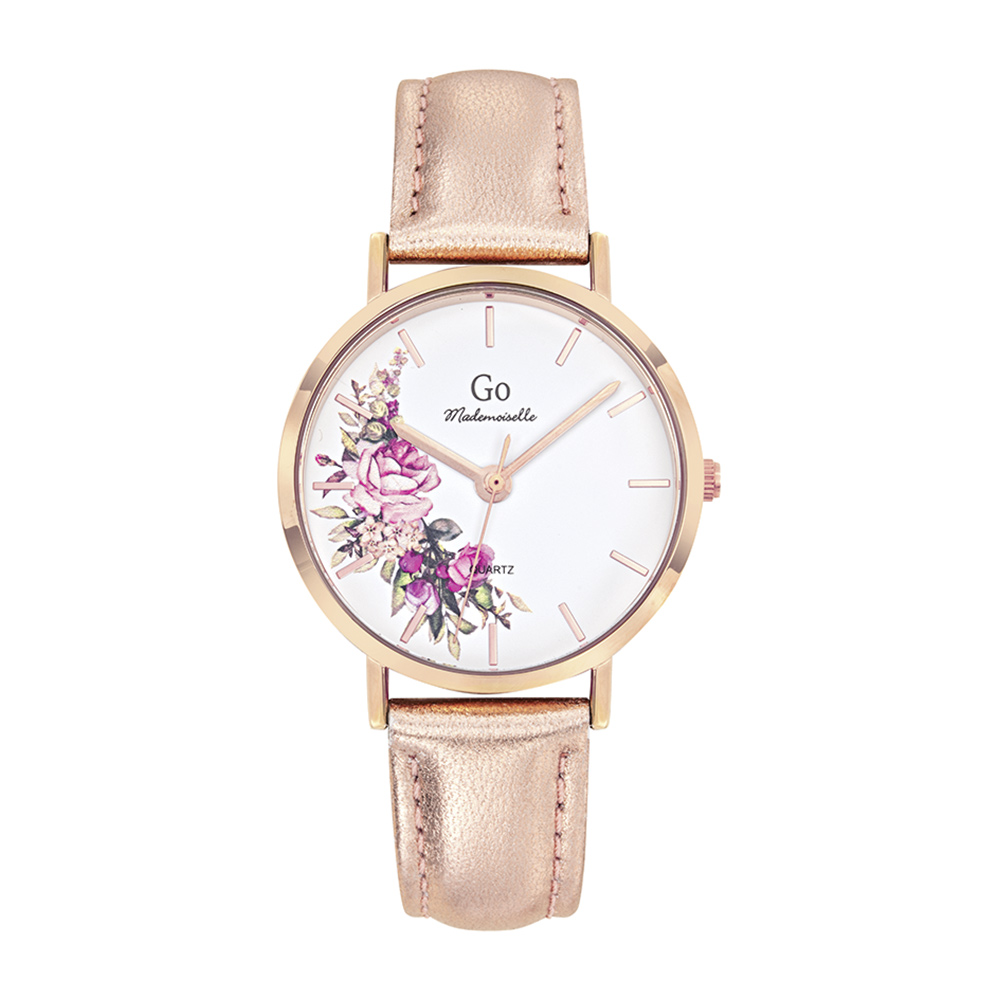 Montre Femme Boîtier Doré rose Bracelet Cuir Doré rose - 699594