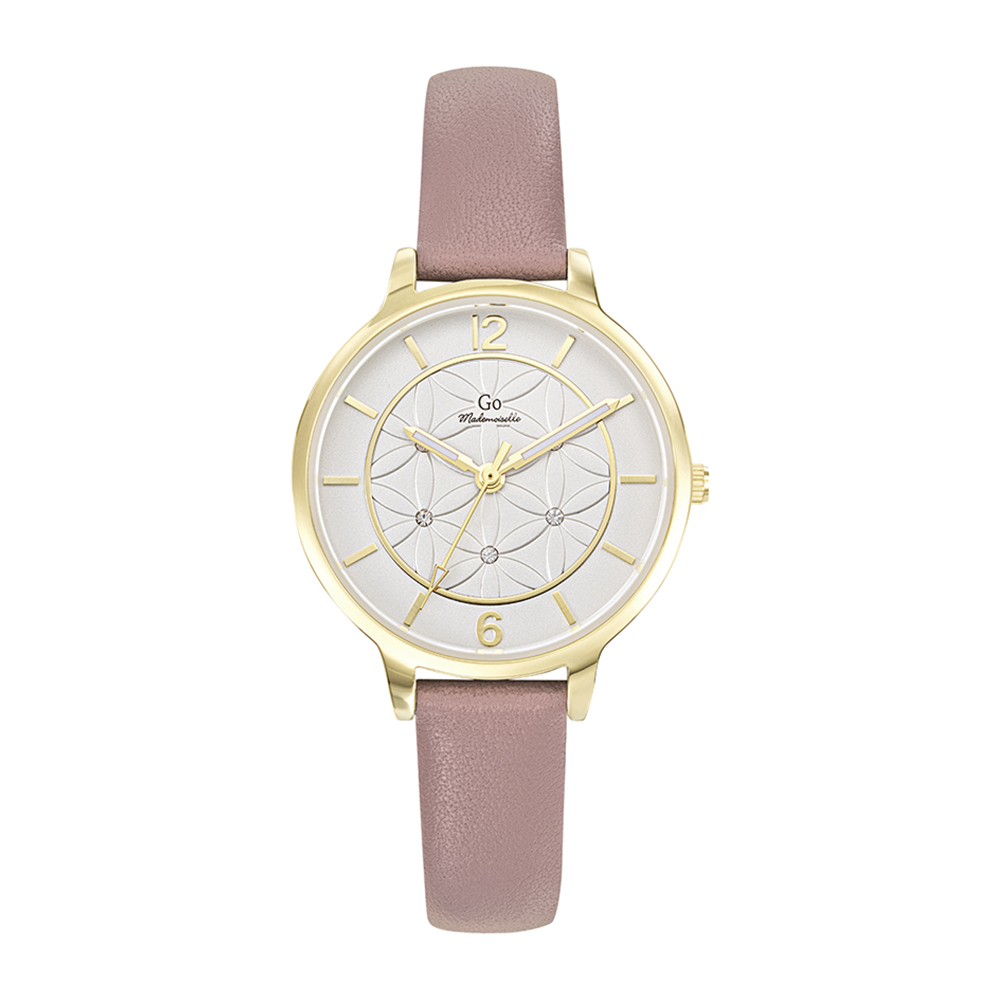 Montre Femme Boîtier Doré Bracelet Cuir Rose - 699598