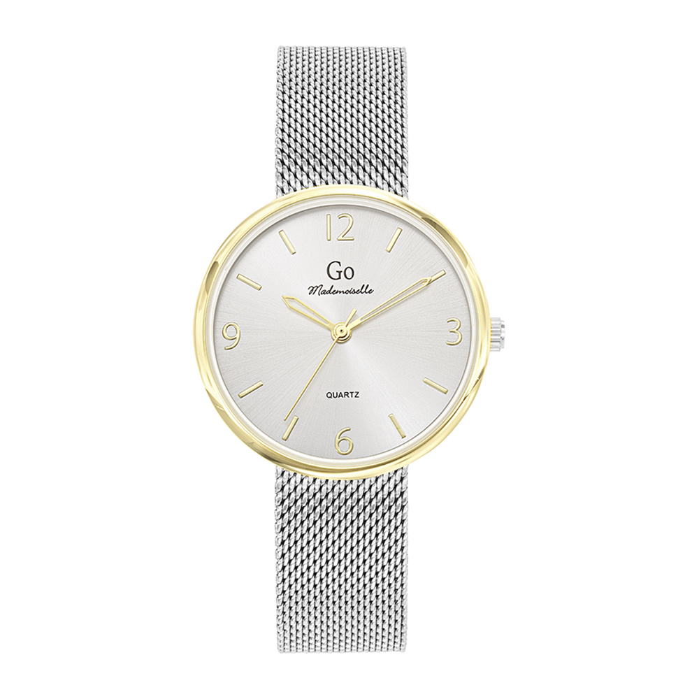 Montre Femme Boîtier Doré Bracelet Métal Argenté - 695588