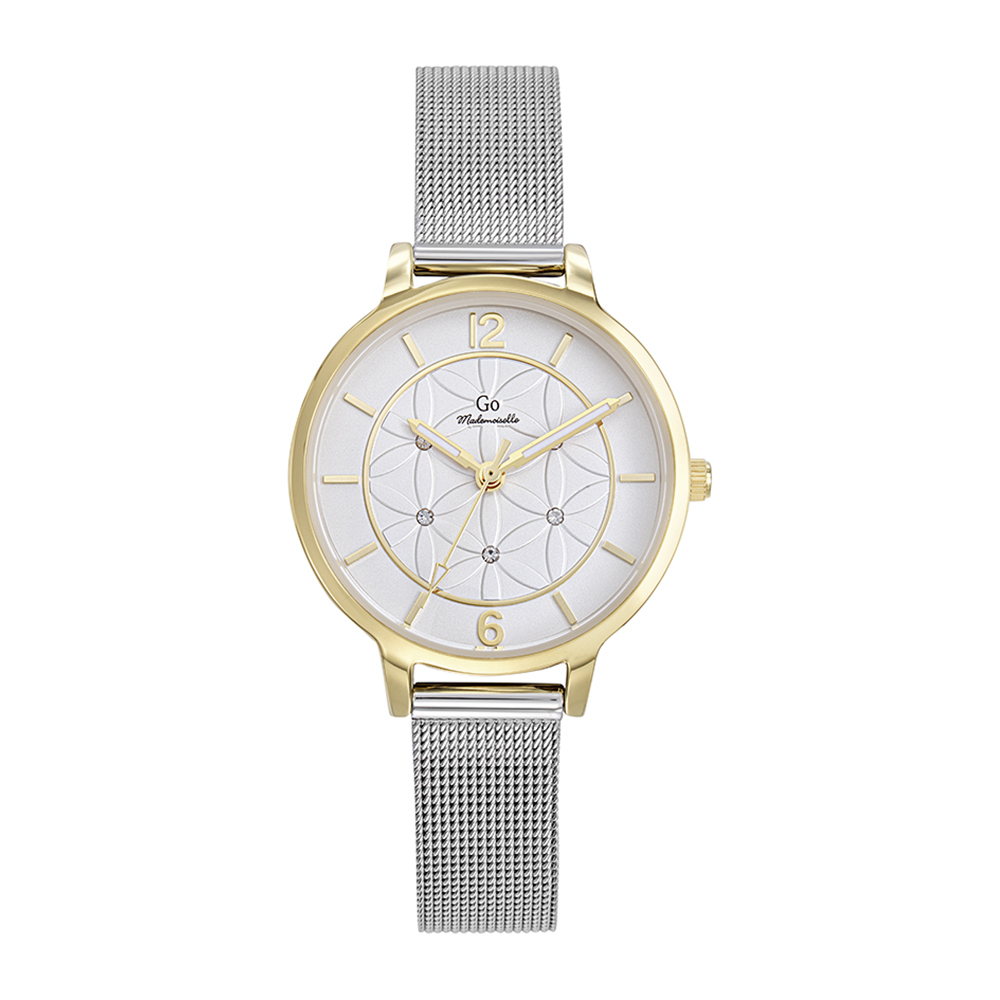 Montre Femme Boîtier Doré Bracelet Métal Argenté - 695609