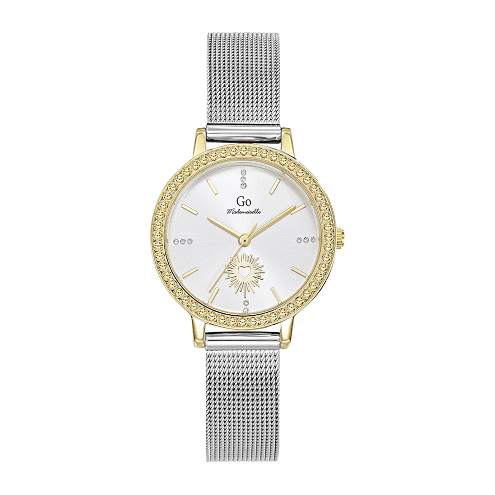 Montre Femme Boîtier Doré Bracelet Métal Argenté - 695666