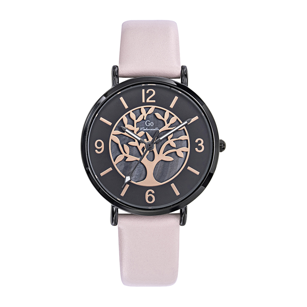 Montre Femme Boîtier Noir Bracelet Cuir Rose - 699481