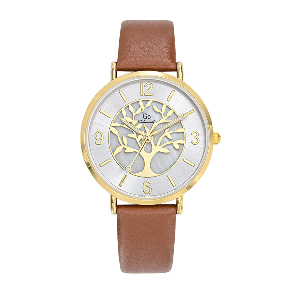 Montre Femme Boîtier Doré Bracelet Cuir Marron - 699504