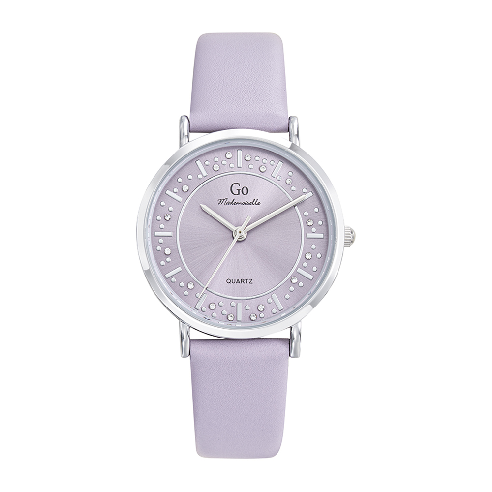 Montre Femme Boîtier Argenté Bracelet Cuir Violet - 699543