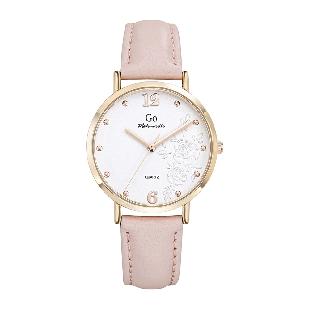 Montre Femme Boîtier Doré rose Bracelet Cuir Rose - 699601