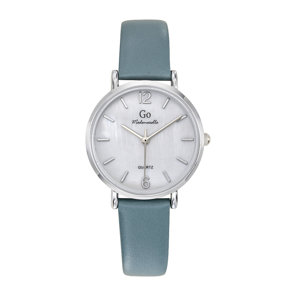 Montre Femme Boîtier Argenté Bracelet Cuir Vert - 699616