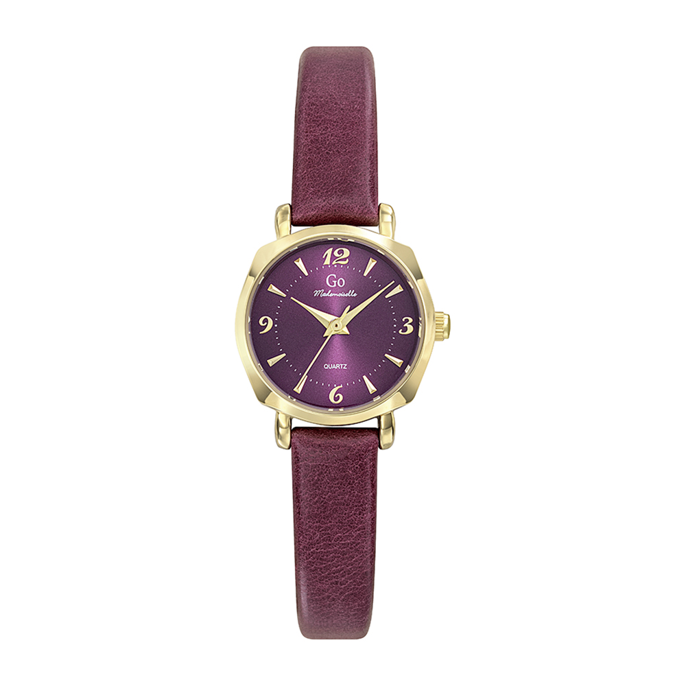 Montre Femme Boîtier Doré Bracelet Cuir Violet - 699620