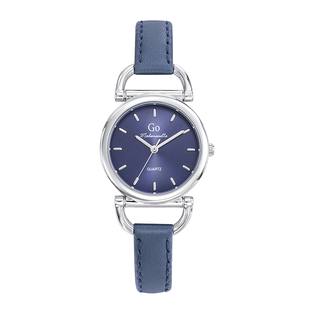 Montre Femme Boîtier Argenté Bracelet Cuir Bleu - 699628