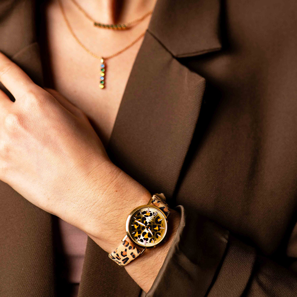 Montre Femme Boîtier Doré Bracelet Cuir Marron - 699635 – Image 3