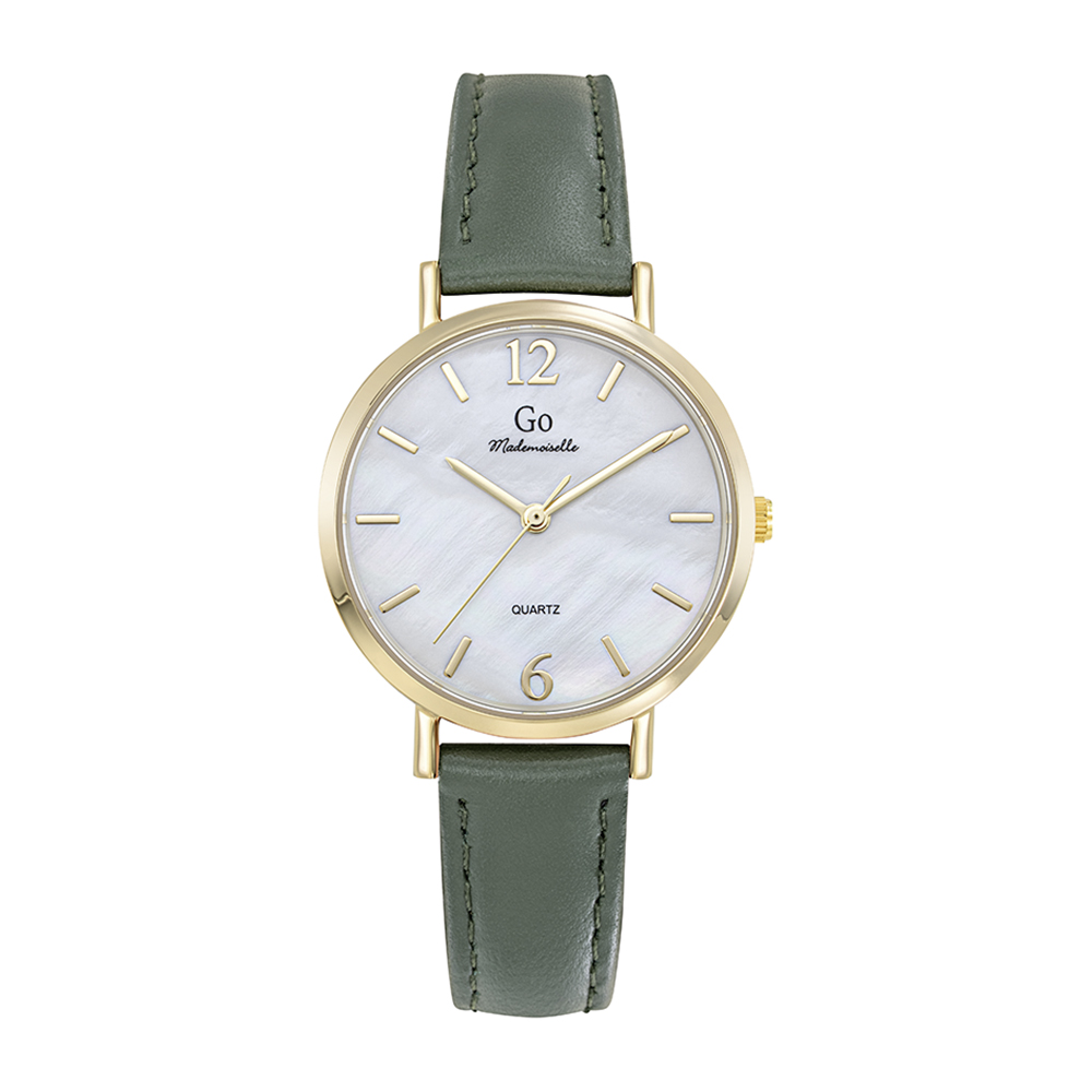 Montre Femme Boîtier Doré Bracelet Cuir Vert - 699650