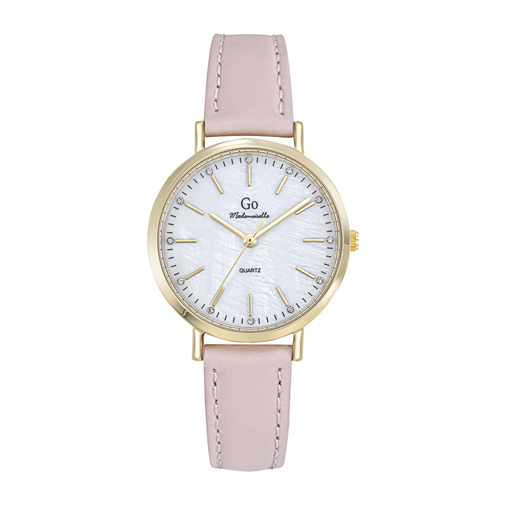 Montre Femme Boîtier Doré Bracelet Cuir Rose - 699651