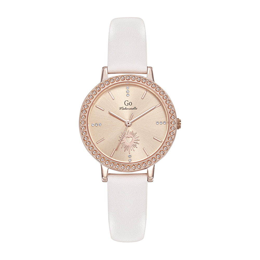 Montre Femme Boîtier Doré rose Bracelet Cuir Nude - 699653