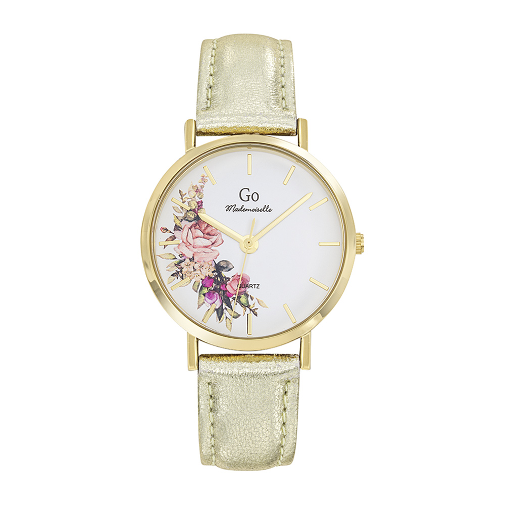 Montre Femme Boîtier Doré Bracelet Cuir Doré - 698244 – Image 2