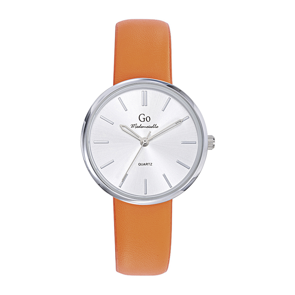 Montre Femme Boîtier Argenté Bracelet Synthétique Orange - 699345