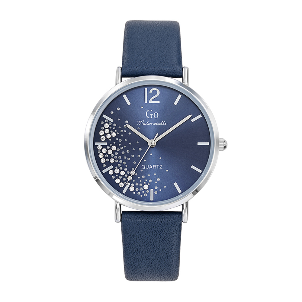 Montre Femme Boîtier Argenté Bracelet Cuir Bleu - 699364