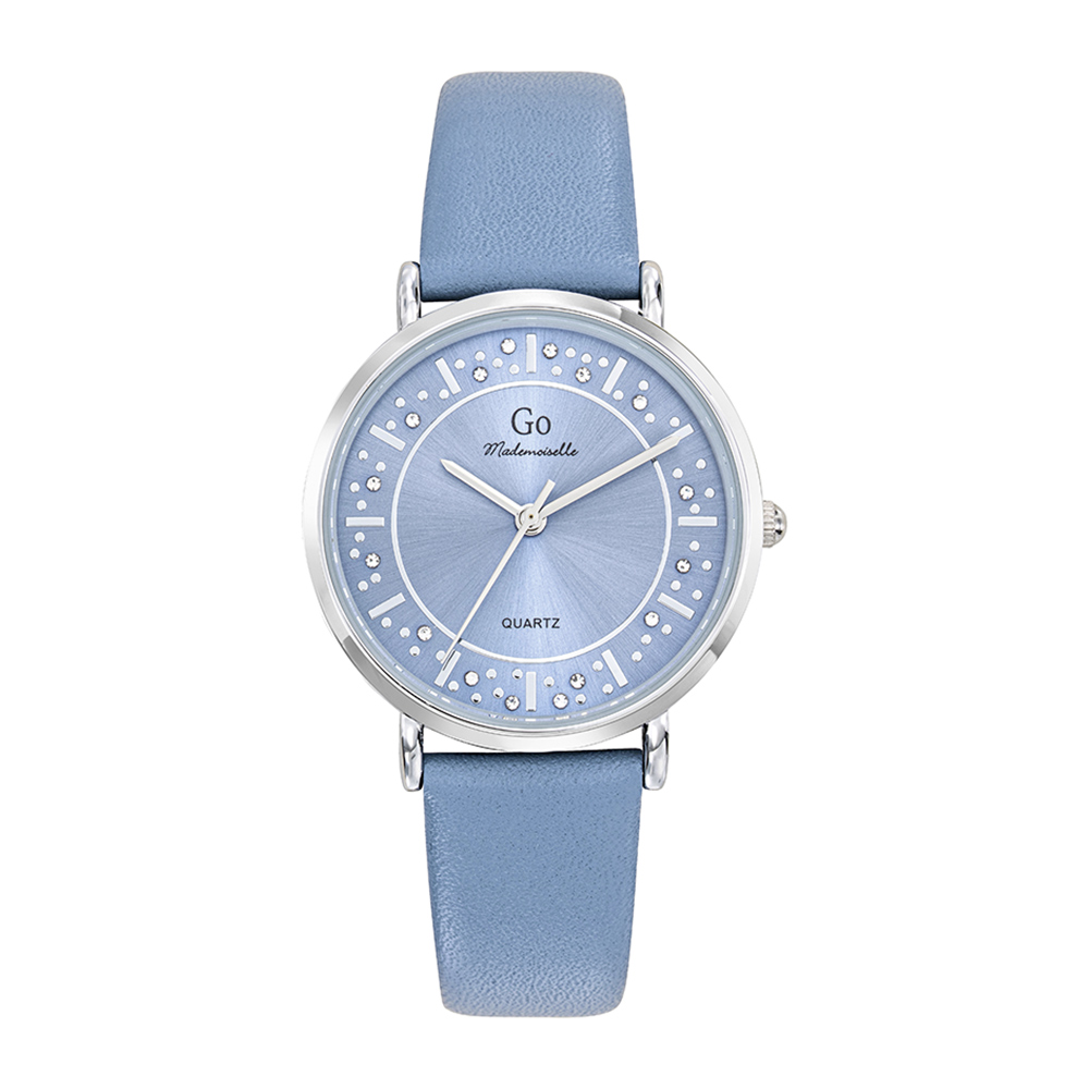 Montre Femme Boîtier Argenté Bracelet Cuir Bleu - 699587