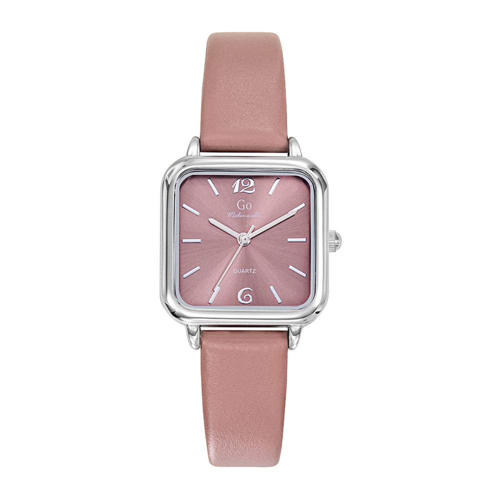 Montre Femme Boîtier Argenté Bracelet Cuir Rose - 699617