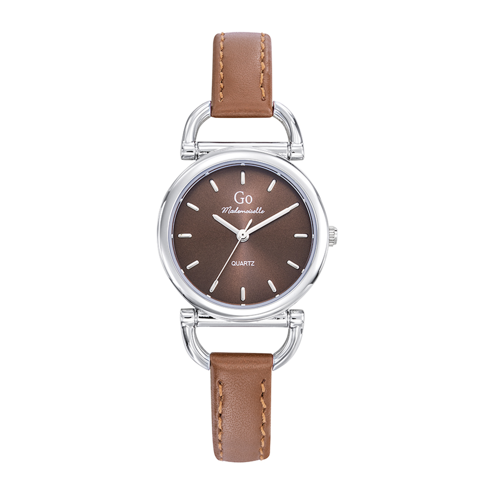 Montre Femme Boîtier Argenté Bracelet Cuir Marron - 699627