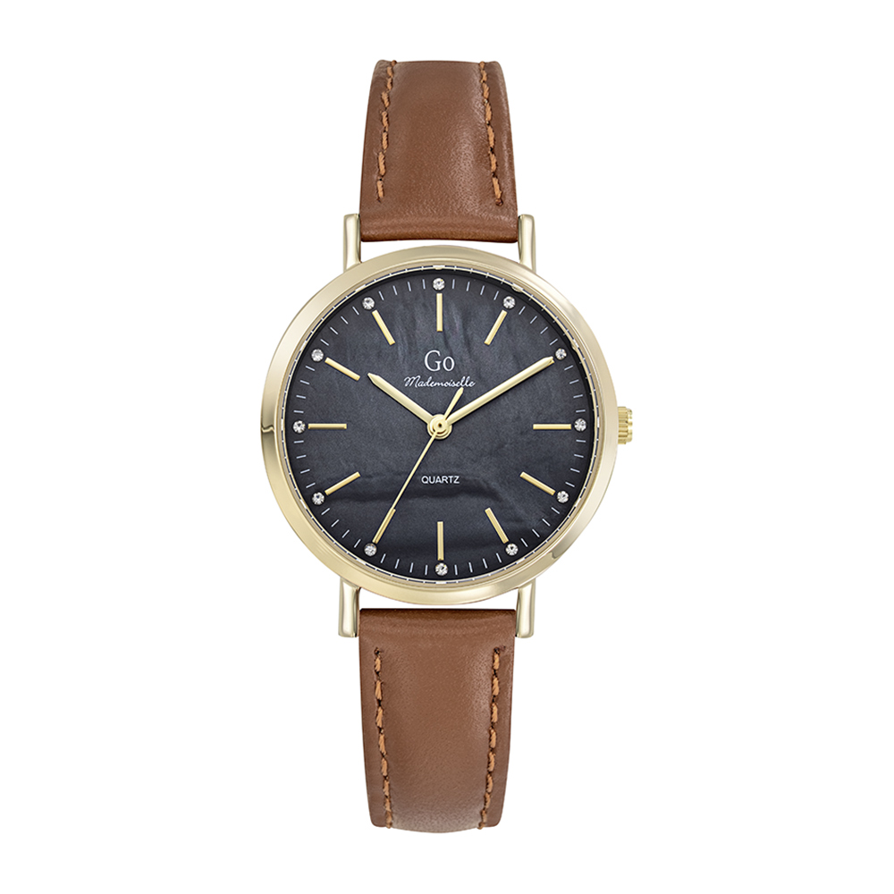 Montre Femme Boîtier Doré Bracelet Cuir Marron - 699652