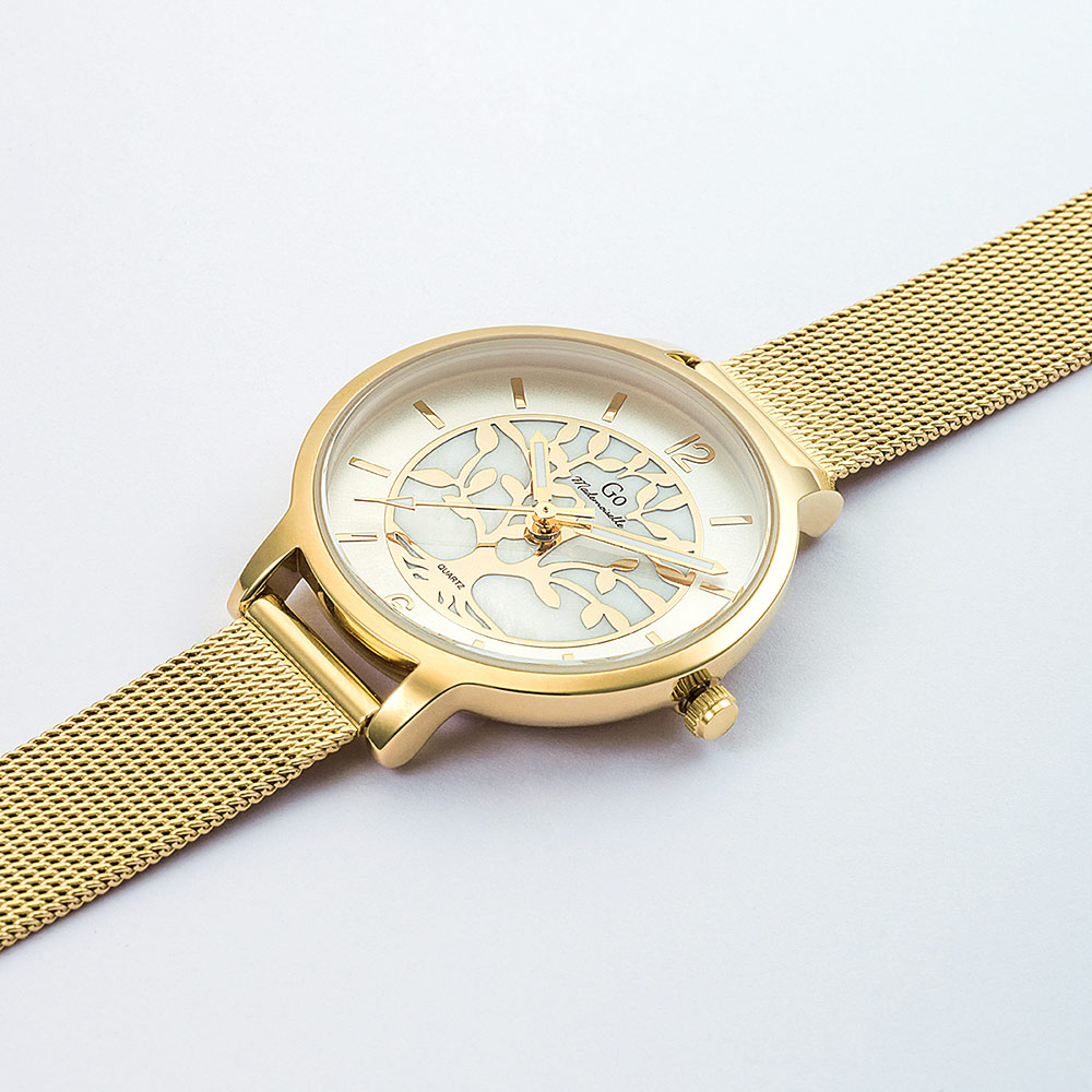 Montre Femme Boîtier Doré Bracelet Métal Doré - 695491 – Image 2