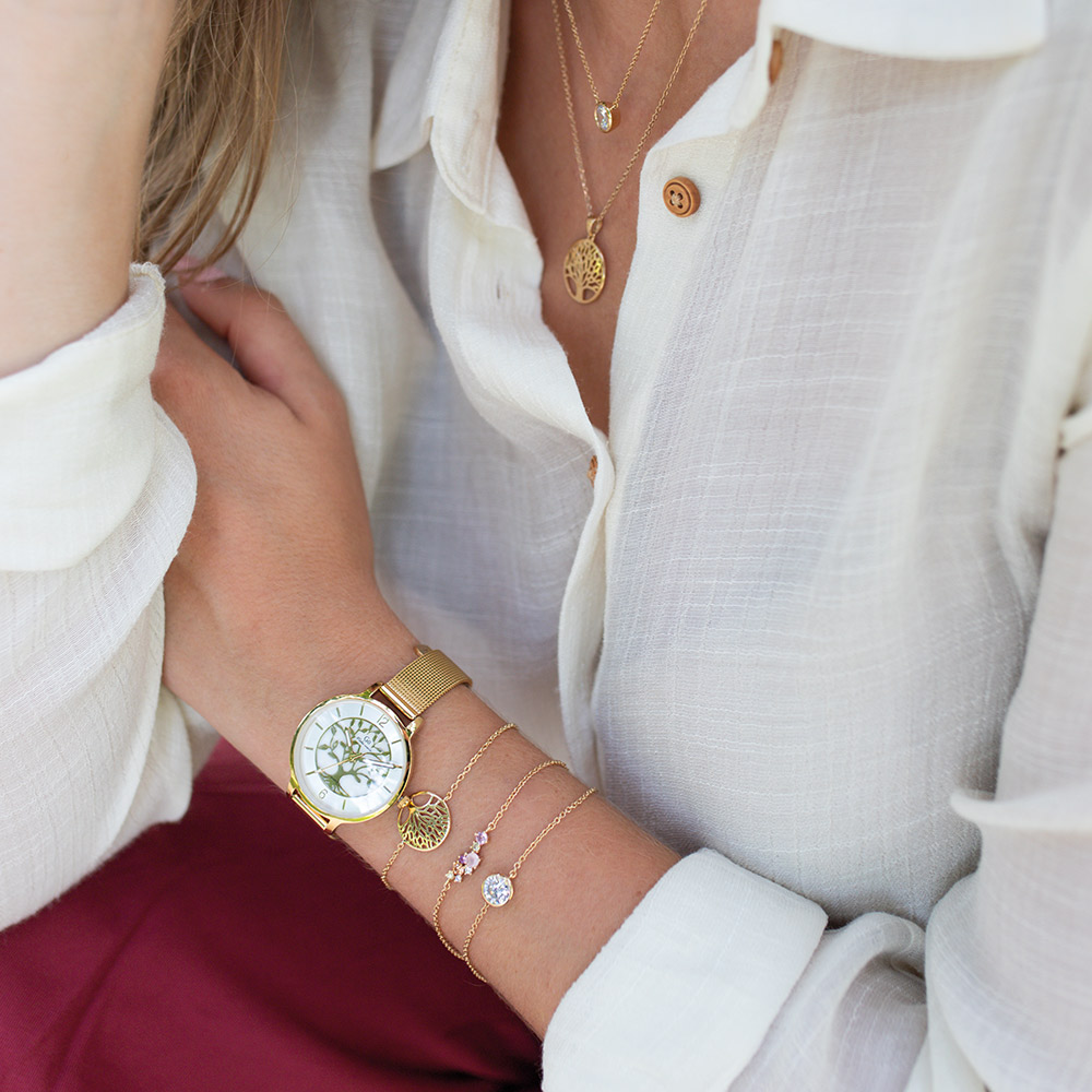 Montre Femme Boîtier Doré Bracelet Métal Doré - 695491 – Image 3