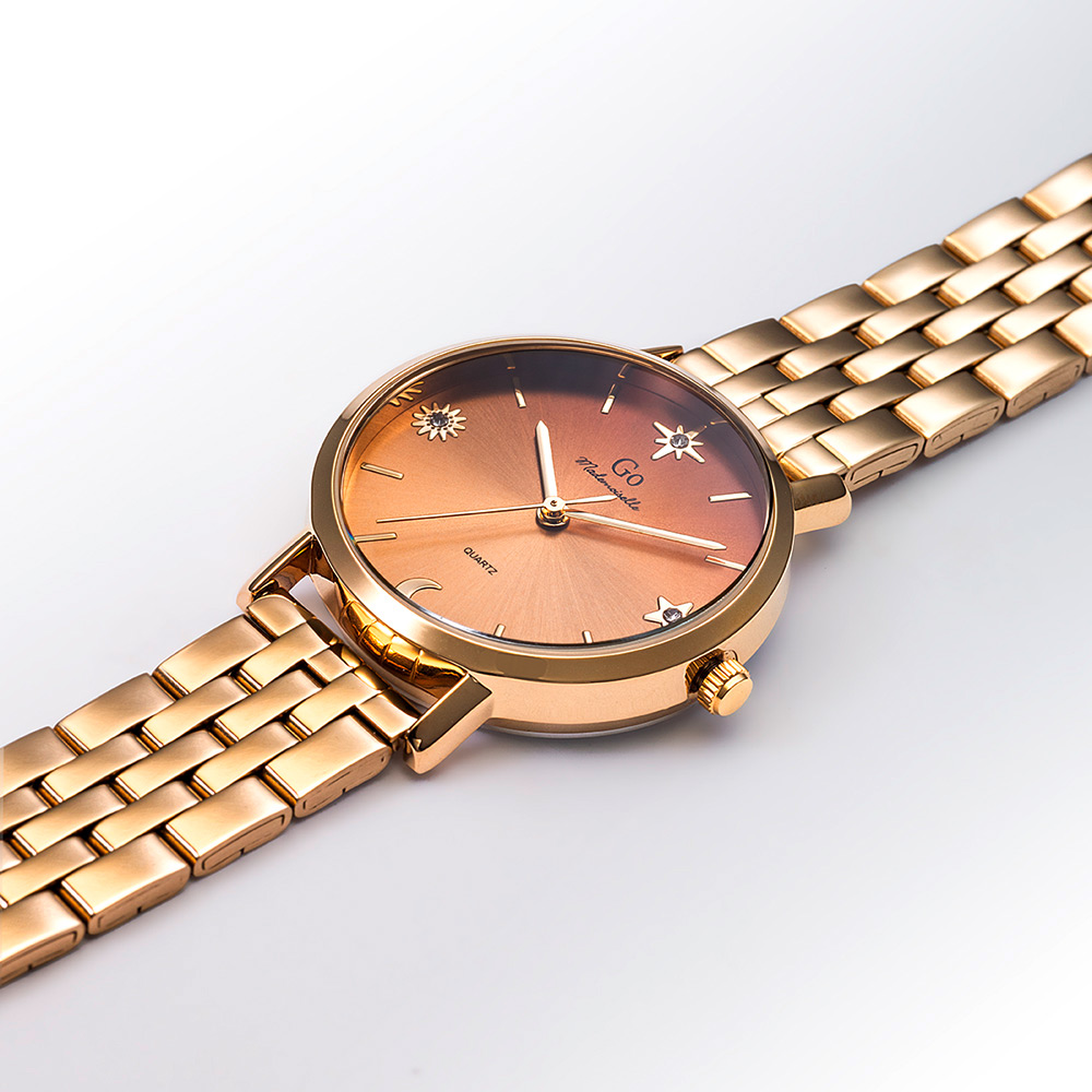 Montre Femme Boîtier Doré Bracelet Métal Doré - 695648 – Image 2