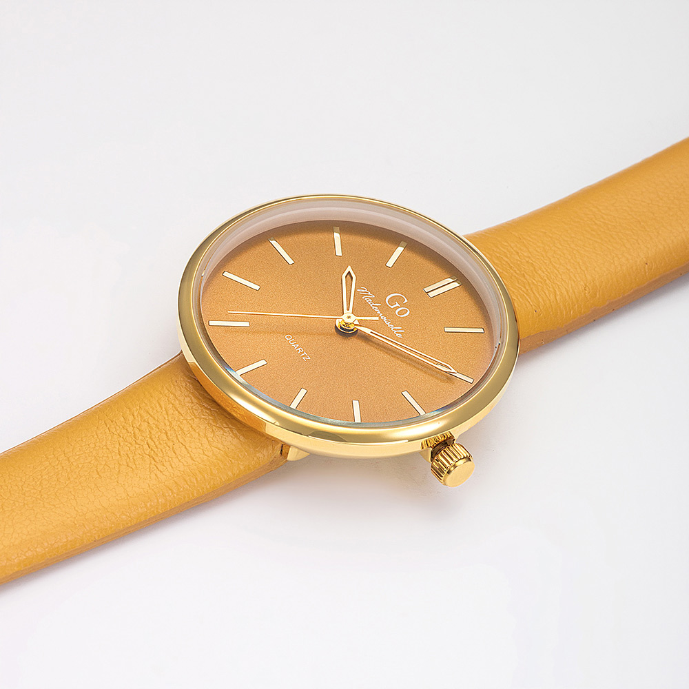 Montre Femme Boîtier Doré Bracelet Synthétique Moutarde - 699446 – Image 2