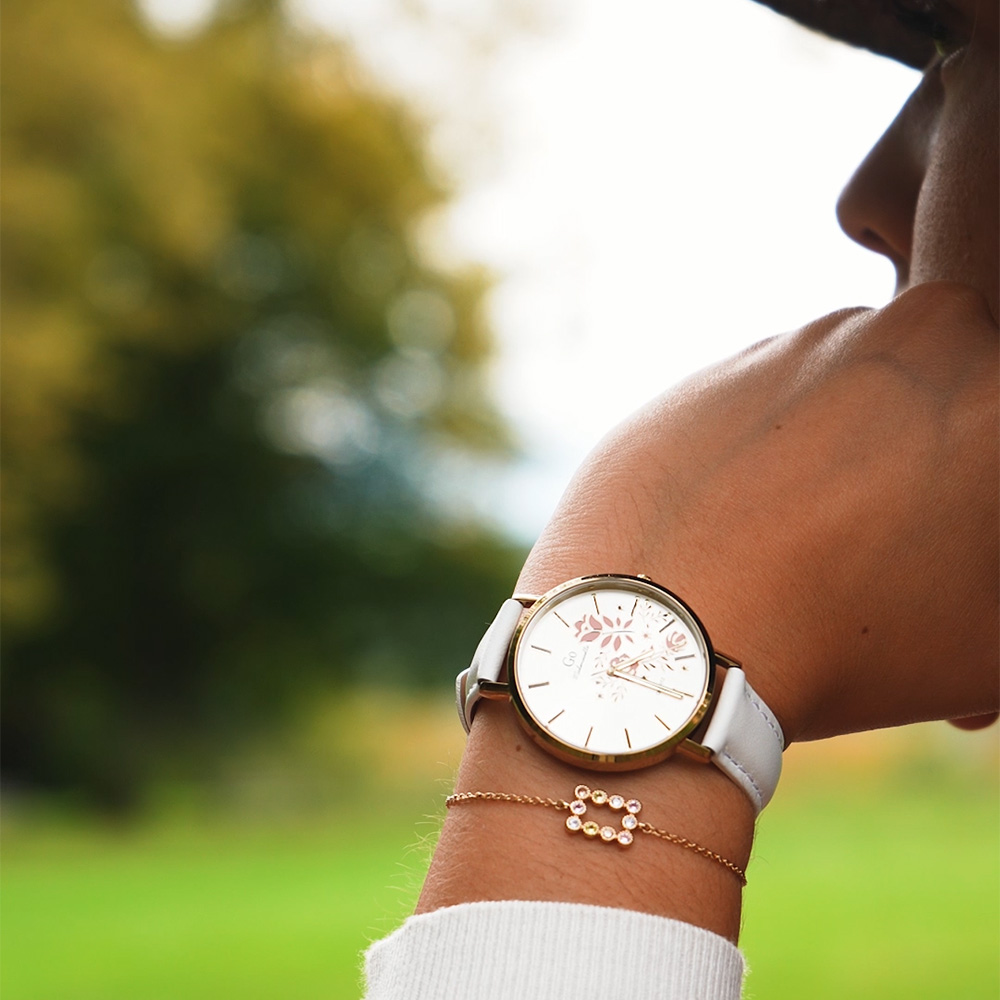Montre Femme Boîtier Doré Bracelet Cuir Blanc - 699575 – Image 4