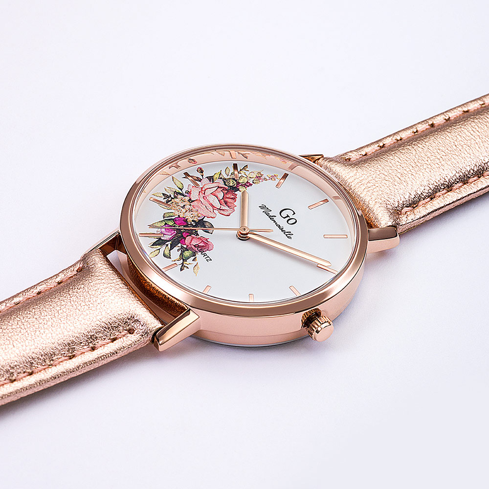 Montre Femme Boîtier Doré rose Bracelet Cuir Doré rose - 699594 – Image 2