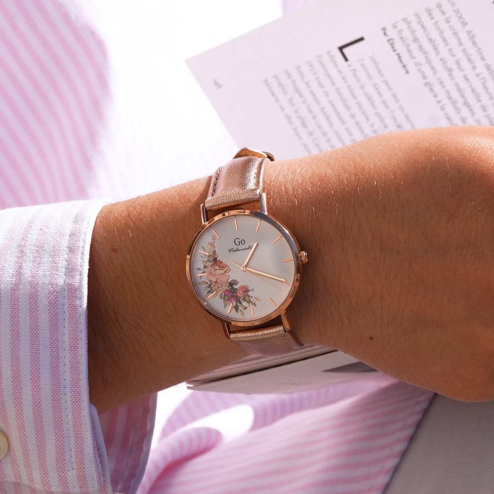 Montre Femme Boîtier Doré rose Bracelet Cuir Doré rose - 699594 – Image 3