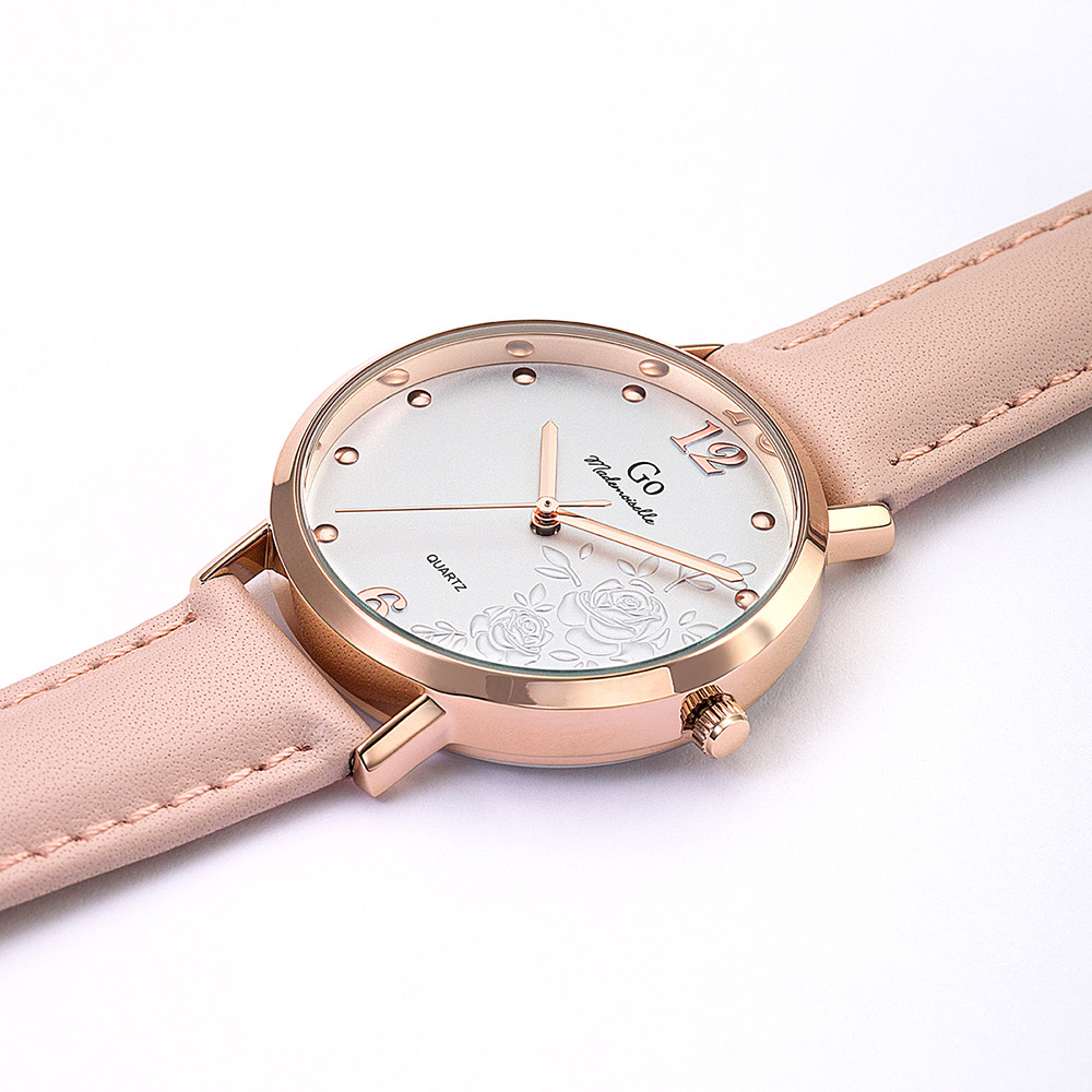 Montre Femme Boîtier Doré rose Bracelet Cuir Rose - 699601 – Image 2