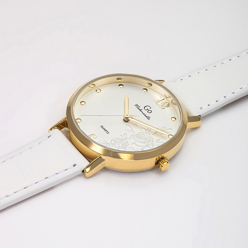 Montre Femme Boîtier Doré Bracelet Cuir Blanc - 699600 – Image 2