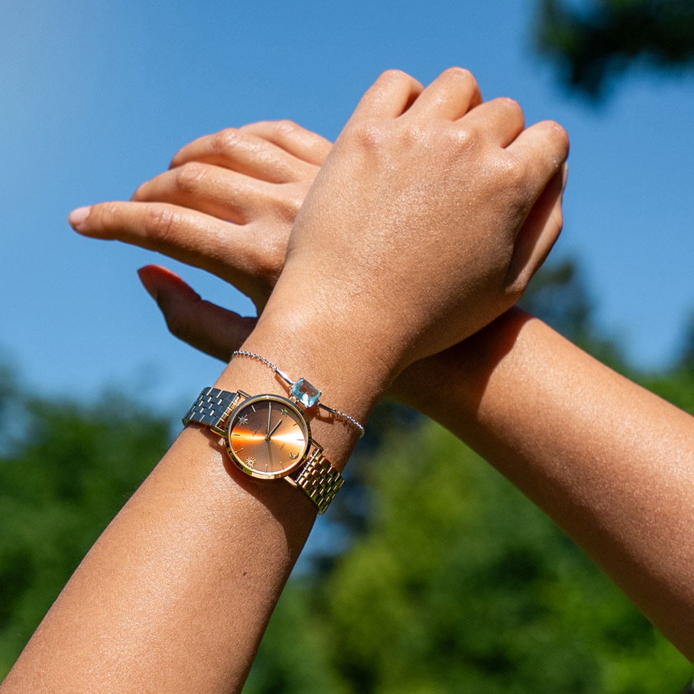 Montre Femme Boîtier Doré Bracelet Métal Doré - 695648 – Image 3
