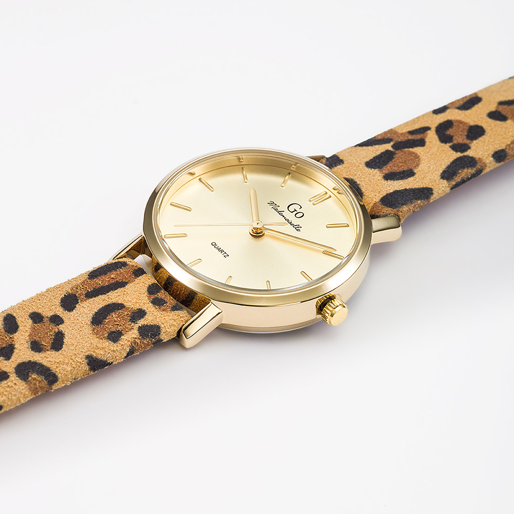 Montre Femme Boîtier Doré Bracelet Cuir Marron - 699636 – Image 2