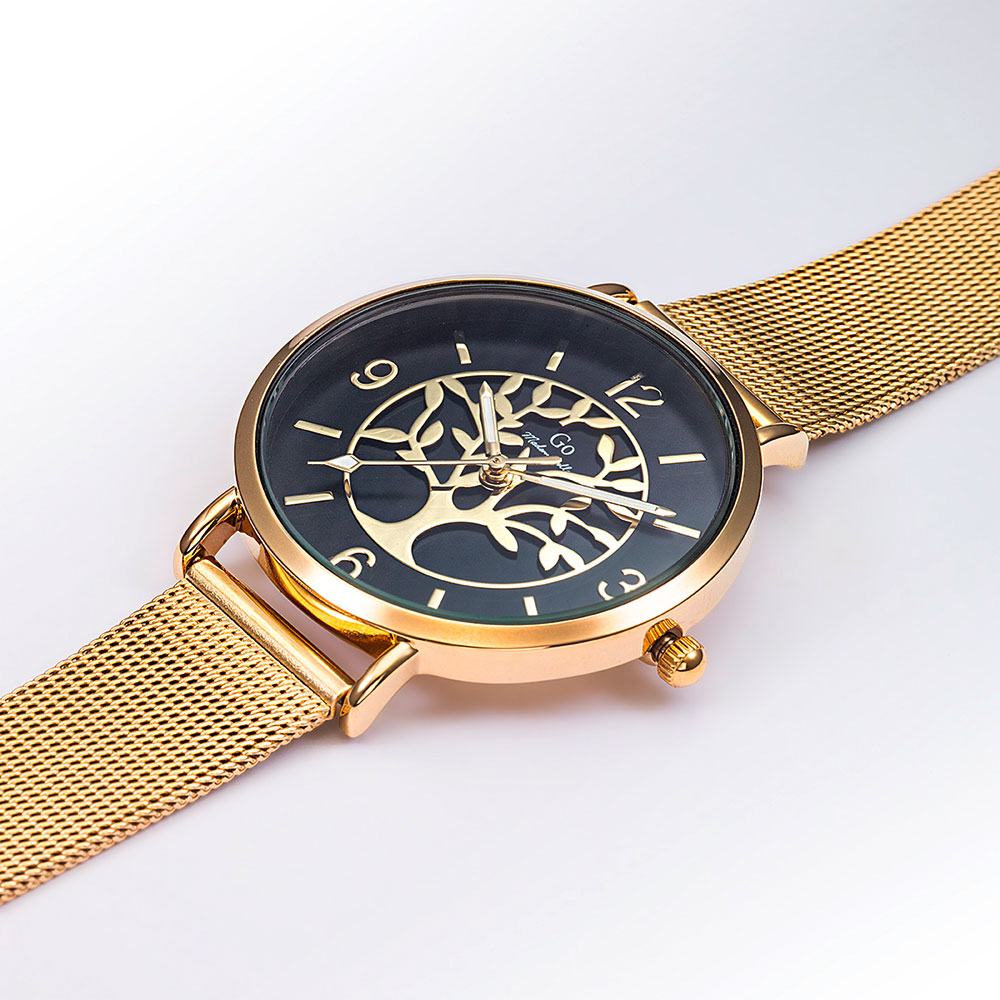 Montre Femme Boîtier Doré Bracelet Métal Doré - 695458 – Image 2