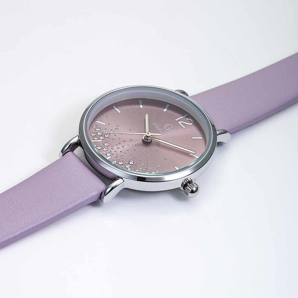 Montre Femme Boîtier Argenté Bracelet Cuir Violet - 699456 – Image 2