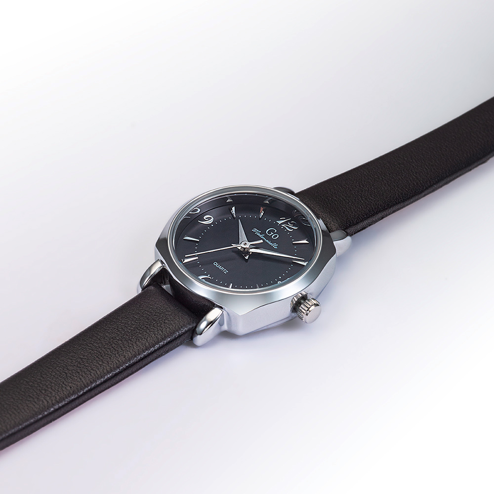 Montre Femme Boîtier Argenté Bracelet Cuir Noir - 699625 – Image 2