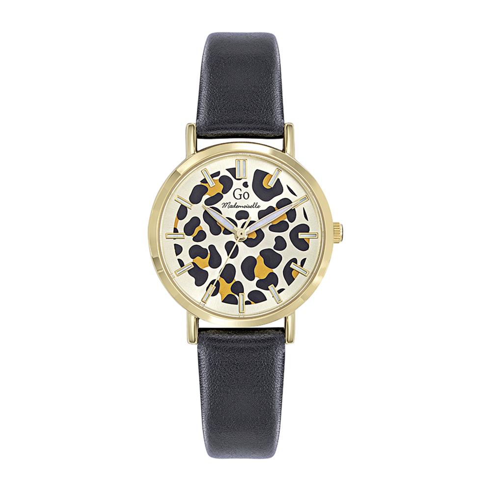Montre Femme Boîtier Doré Bracelet Cuir Noir - 699638