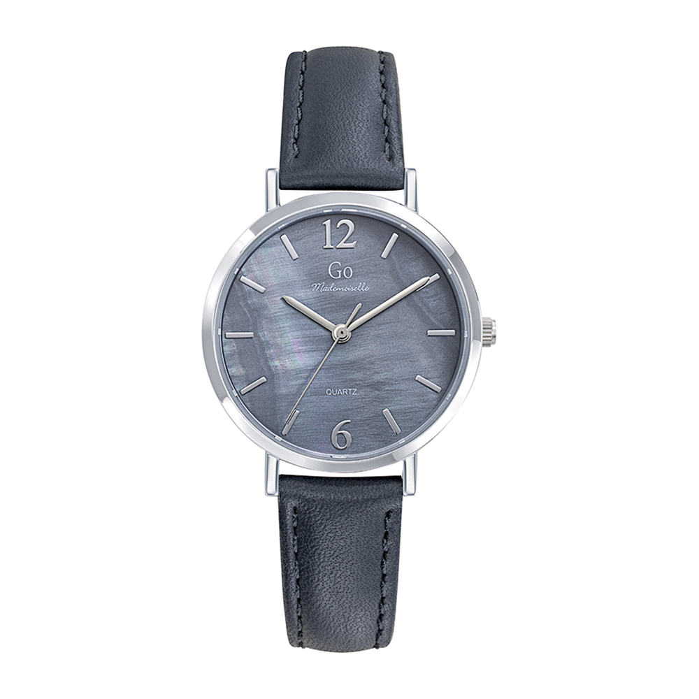 Montre Femme Boîtier Argenté Bracelet Cuir Gris - 699649