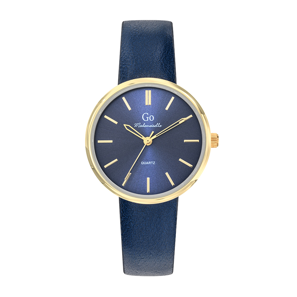 Montre Femme Bracelet Doré - Bleu foncé